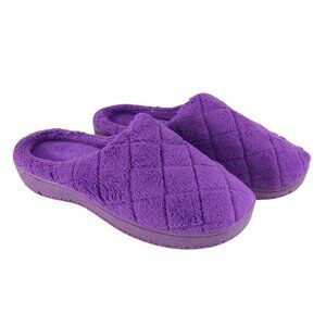 TCM Womens Clog Slippers Fuzzy Quilted Slip On Purple Size 5-6
